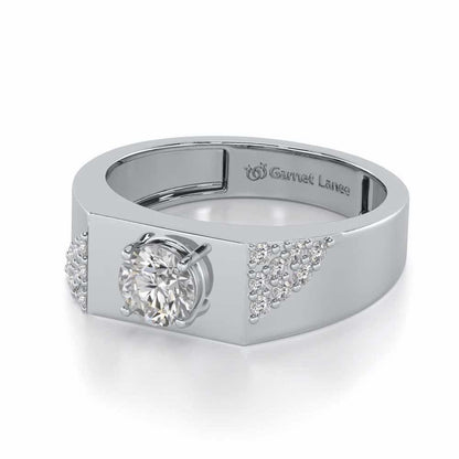Shaurya Solitaire Ring For Men - White Gold - Image 3