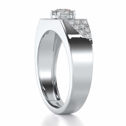 Shaurya Solitaire Ring For Men - White Gold - Image 4