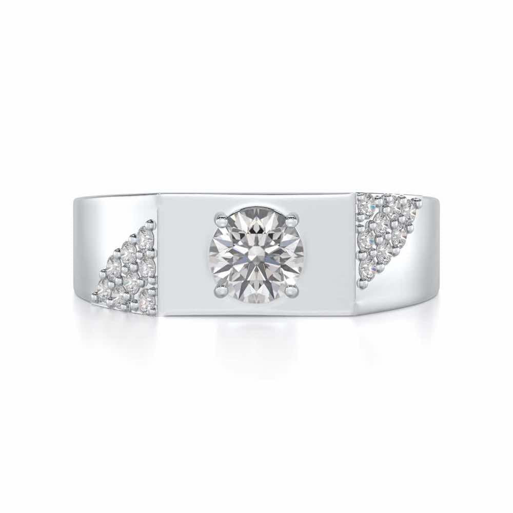 Shaurya Solitaire Ring For Men - White Gold - Image 5
