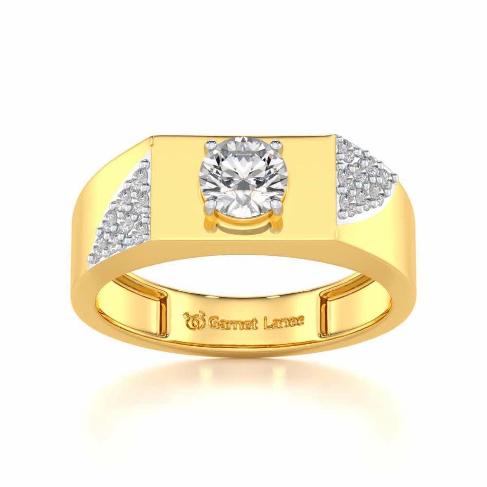 Shaurya Solitaire Ring For Men - Yellow Gold - Image 2