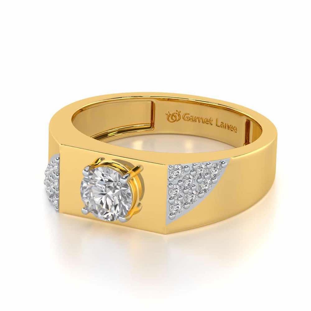 Shaurya Solitaire Ring For Men - Yellow Gold - Image 3