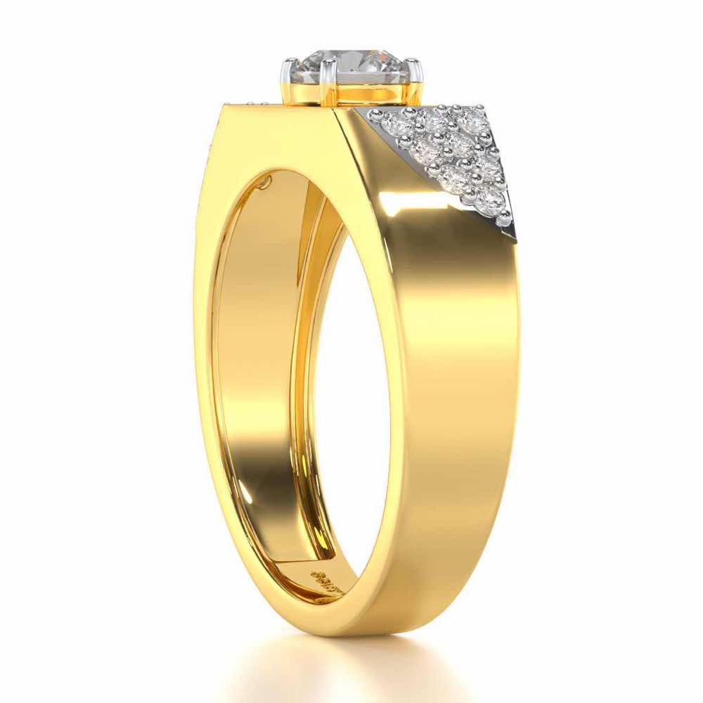 Shaurya Solitaire Ring For Men - Yellow Gold - Image 4