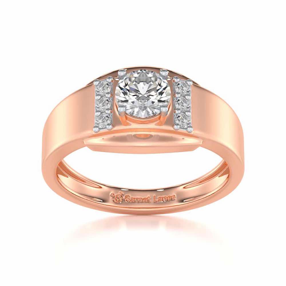 Shayan Solitaire Ring For Men - Rose Gold - Image 2