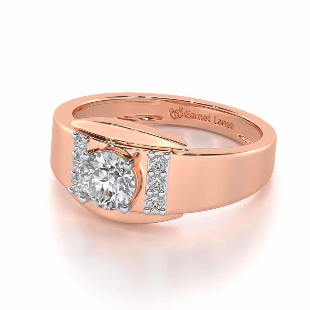 Shayan Solitaire Ring For Men - Rose Gold - Image 3
