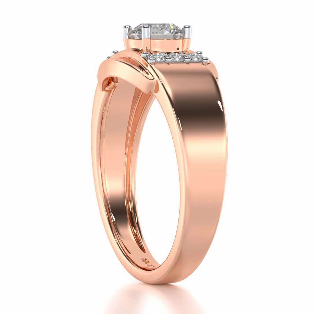 Shayan Solitaire Ring For Men - Rose Gold - Image 4