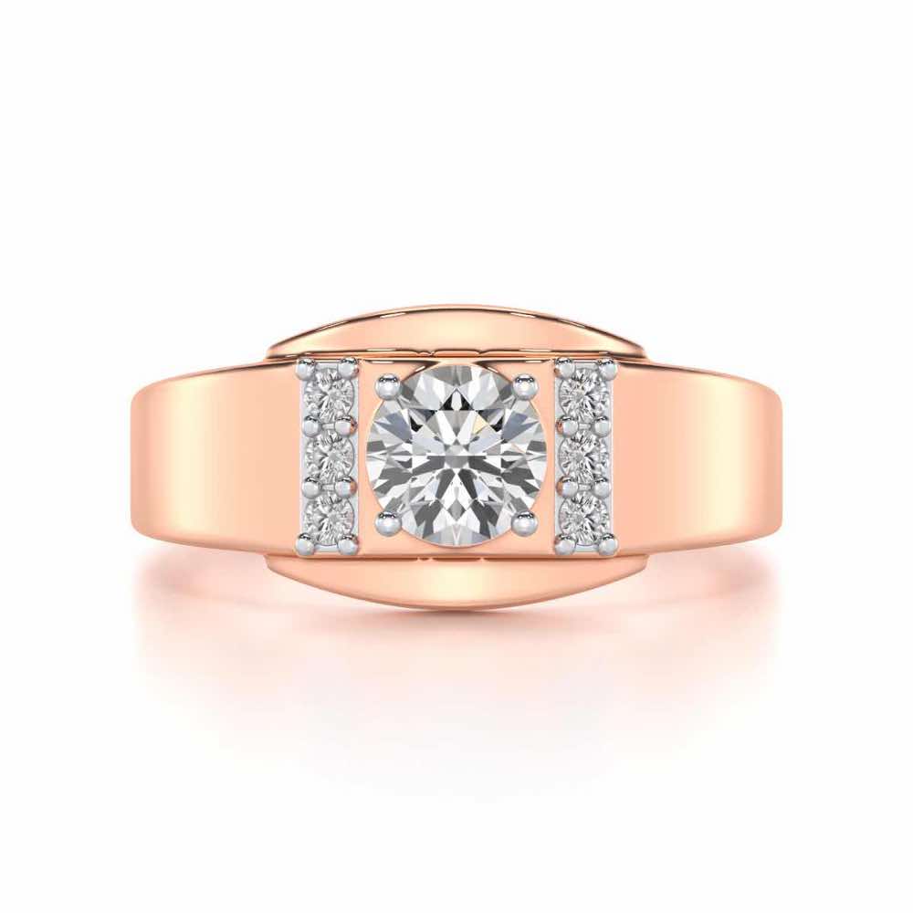 Shayan Solitaire Ring For Men - Rose Gold - Image 5