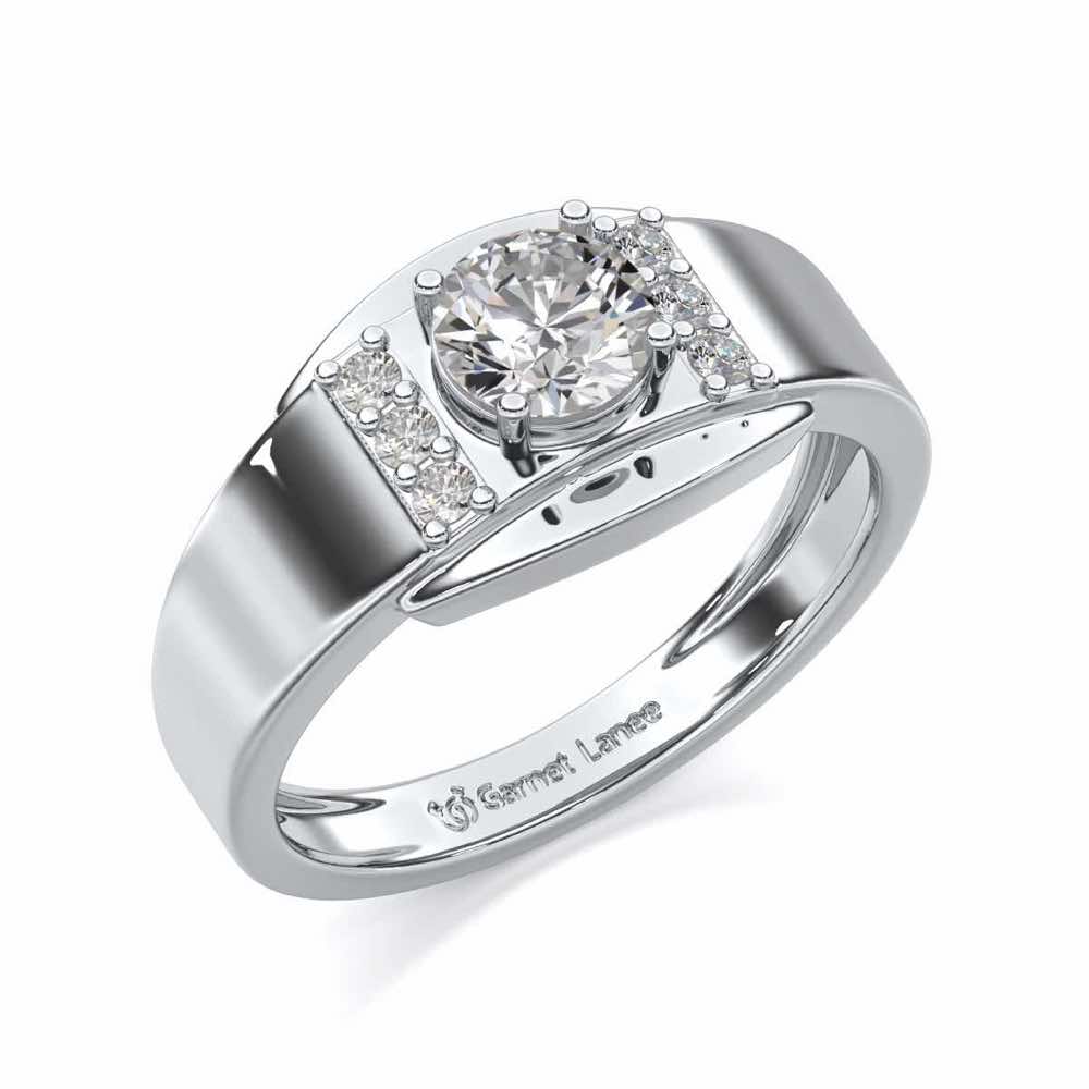 Shayan Solitaire Ring For Men - White Gold - Image 1