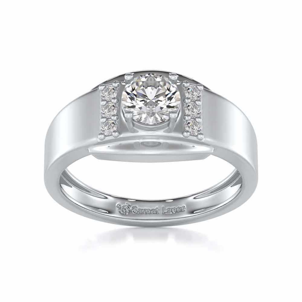 Shayan Solitaire Ring For Men - White Gold - Image 2