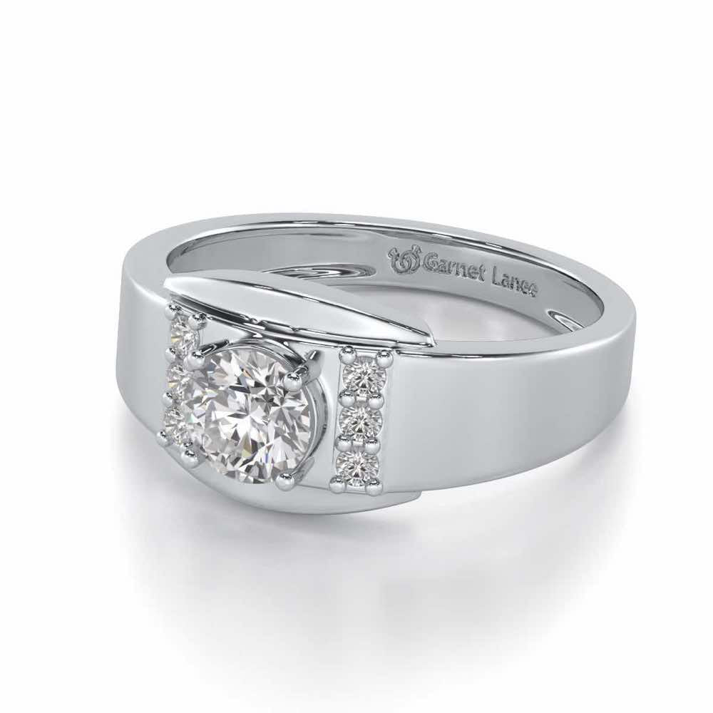 Shayan Solitaire Ring For Men - White Gold - Image 3
