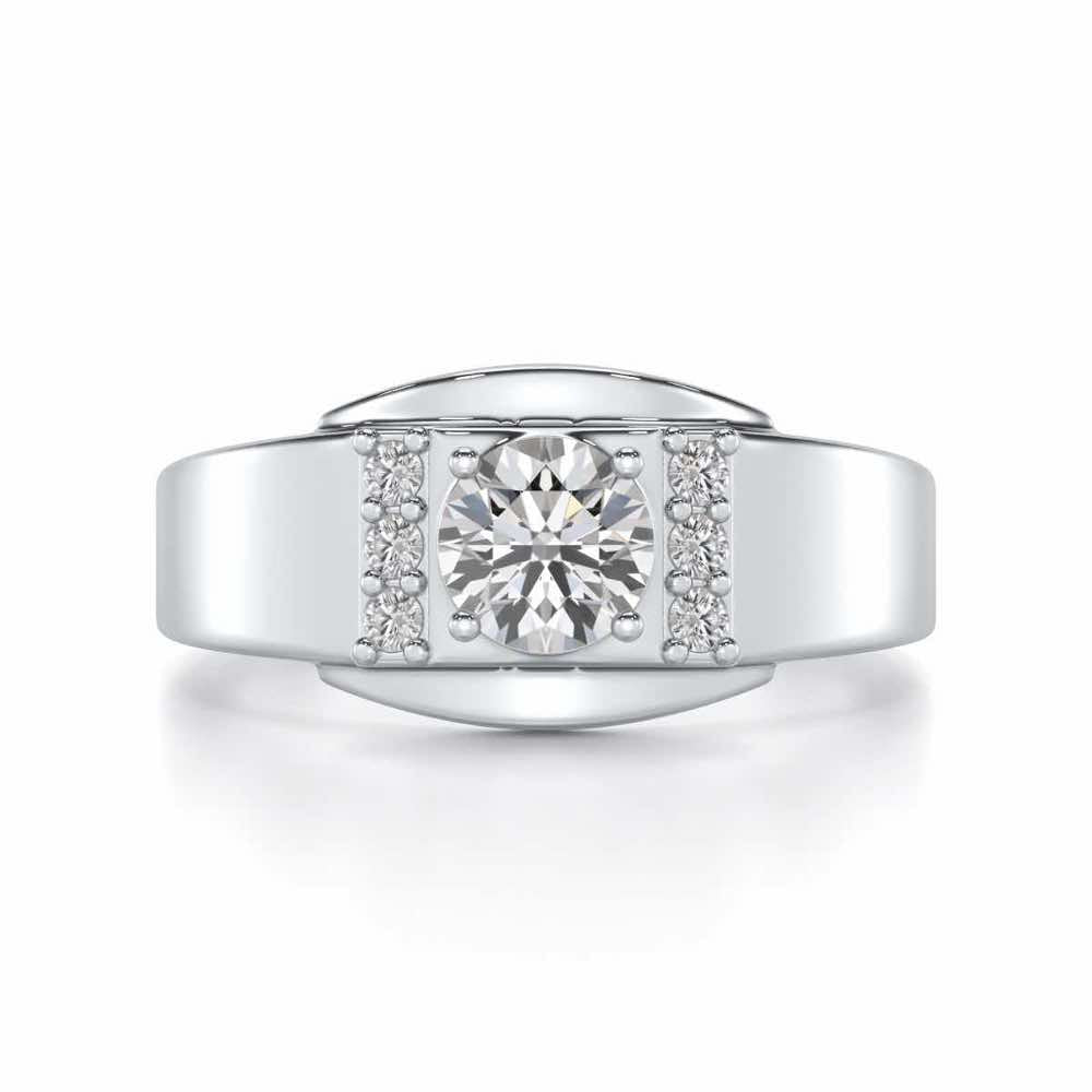 Shayan Solitaire Ring For Men - White Gold - Image 5