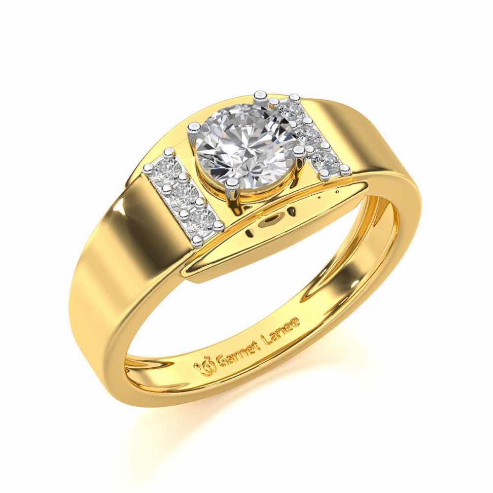 Shayan Solitaire Ring For Men - Yellow Gold - Image 1