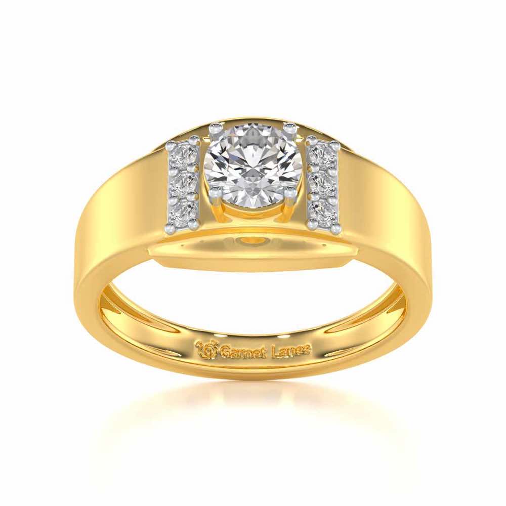 Shayan Solitaire Ring For Men - Yellow Gold - Image 2