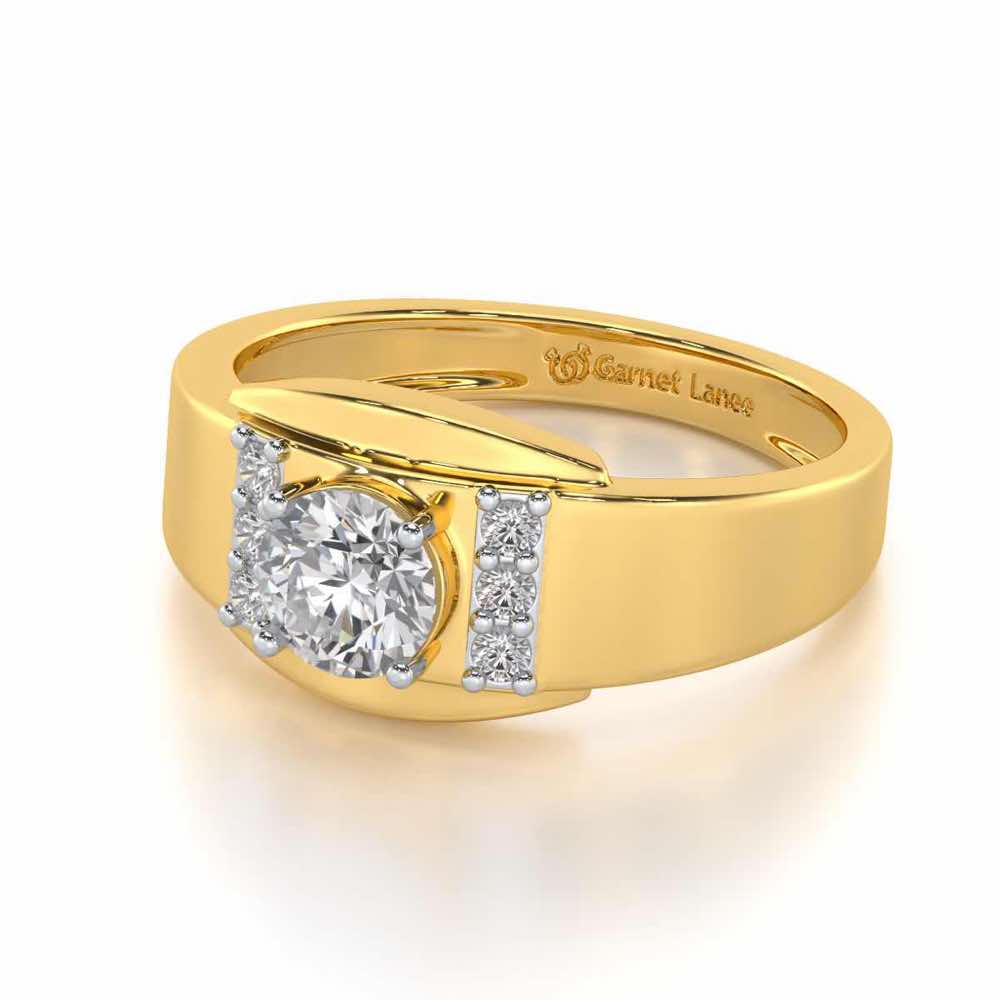 Shayan Solitaire Ring For Men - Yellow Gold - Image 3