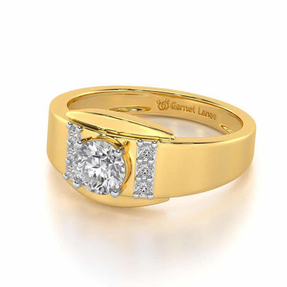 Shayan Solitaire Ring For Men - Yellow Gold - Image 3