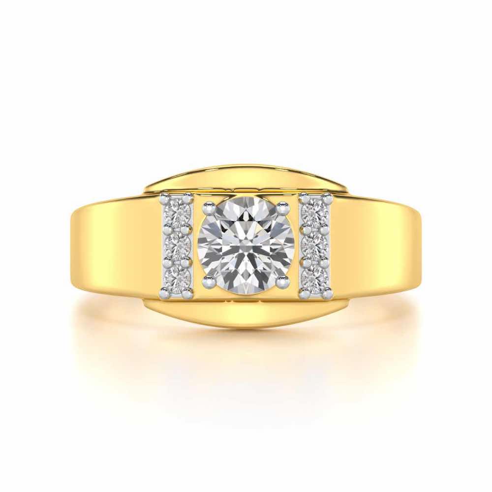 Shayan Solitaire Ring For Men - Yellow Gold - Image 5