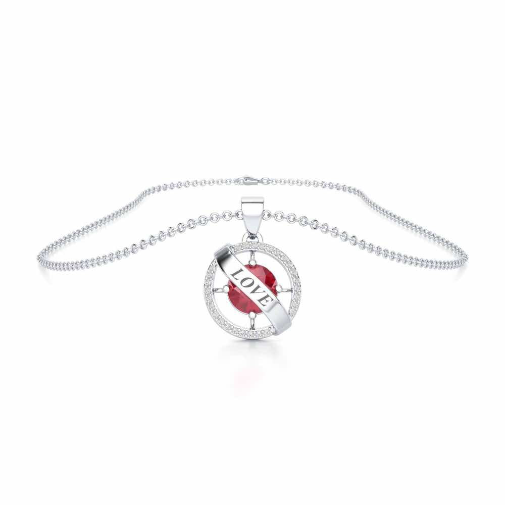 Sheen Banner Silver Pendant - White Gold - Image 3