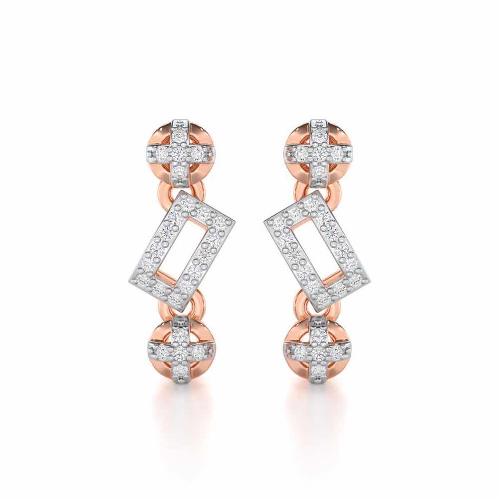 Sheen Dive Silver Earrings - Rose Gold - Image 1