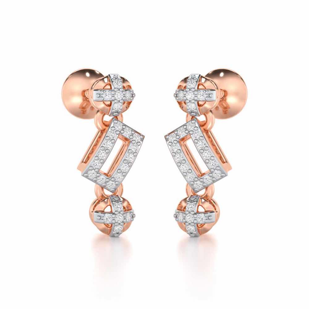 Sheen Dive Silver Earrings - Rose Gold - Image 2