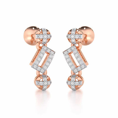 Sheen Dive Silver Earrings - Rose Gold - Image 2