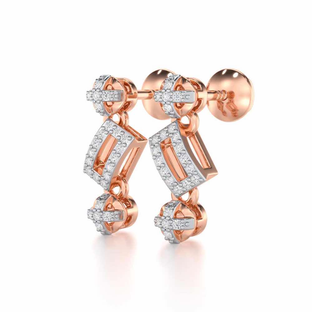 Sheen Dive Silver Earrings - Rose Gold - Image 3