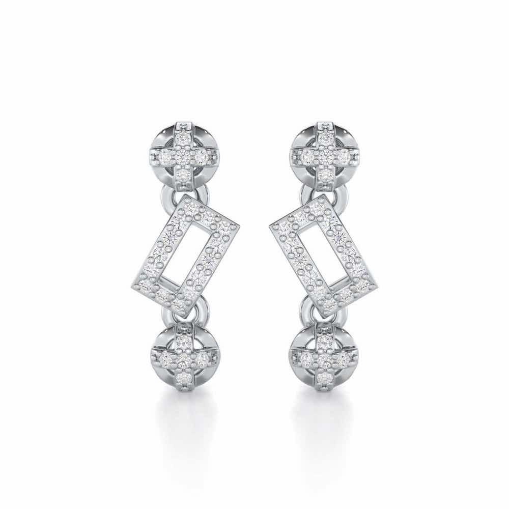 Sheen Dive Silver Earrings - White Gold - Image 1