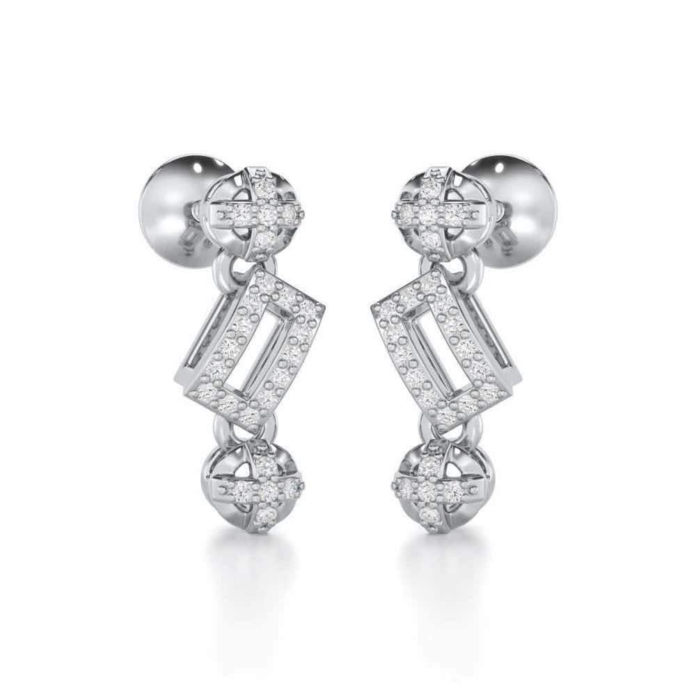 Sheen Dive Silver Earrings - White Gold - Image 2