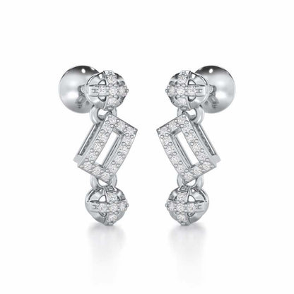 Sheen Dive Silver Earrings - White Gold - Image 2