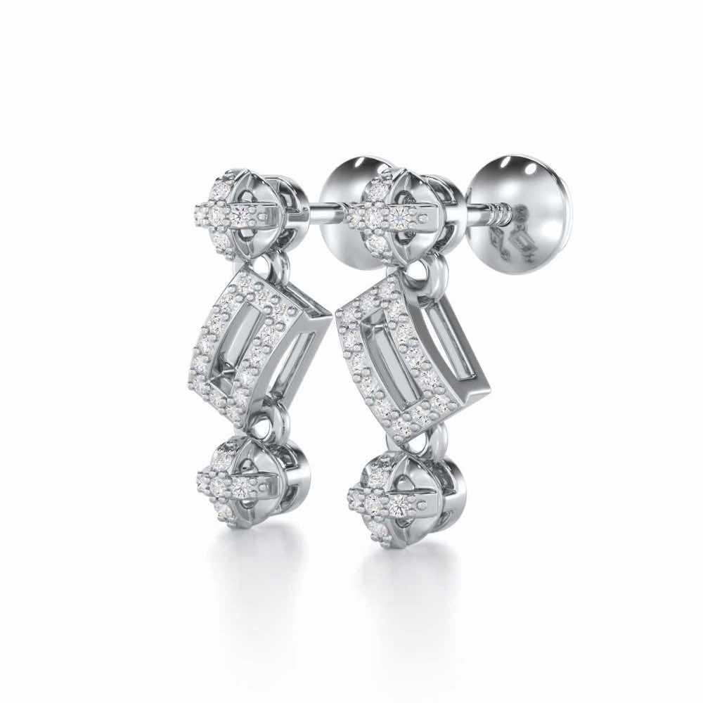 Sheen Dive Silver Earrings - White Gold - Image 3