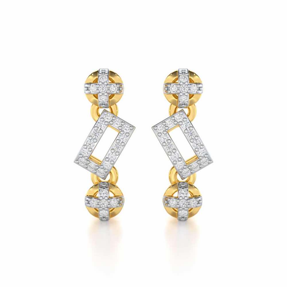 Sheen Dive Silver Earrings - Yellow Gold - Image 1