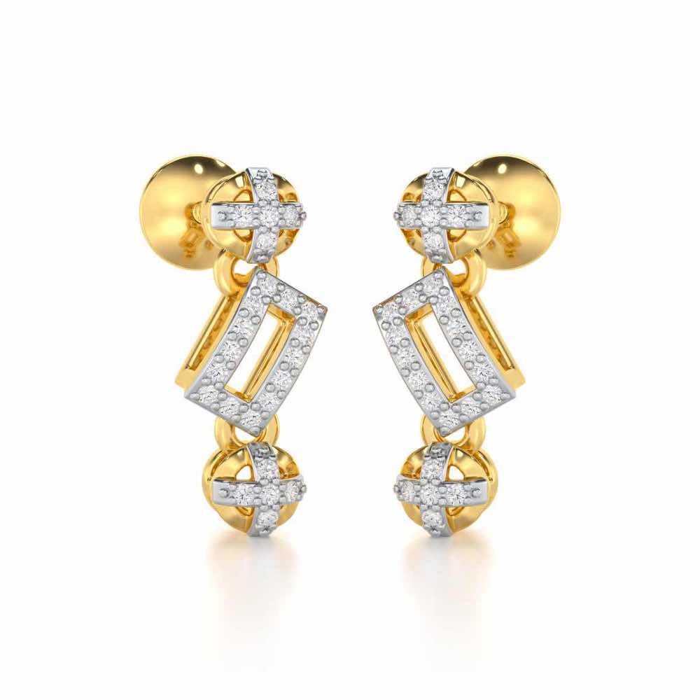Sheen Dive Silver Earrings - Yellow Gold - Image 2