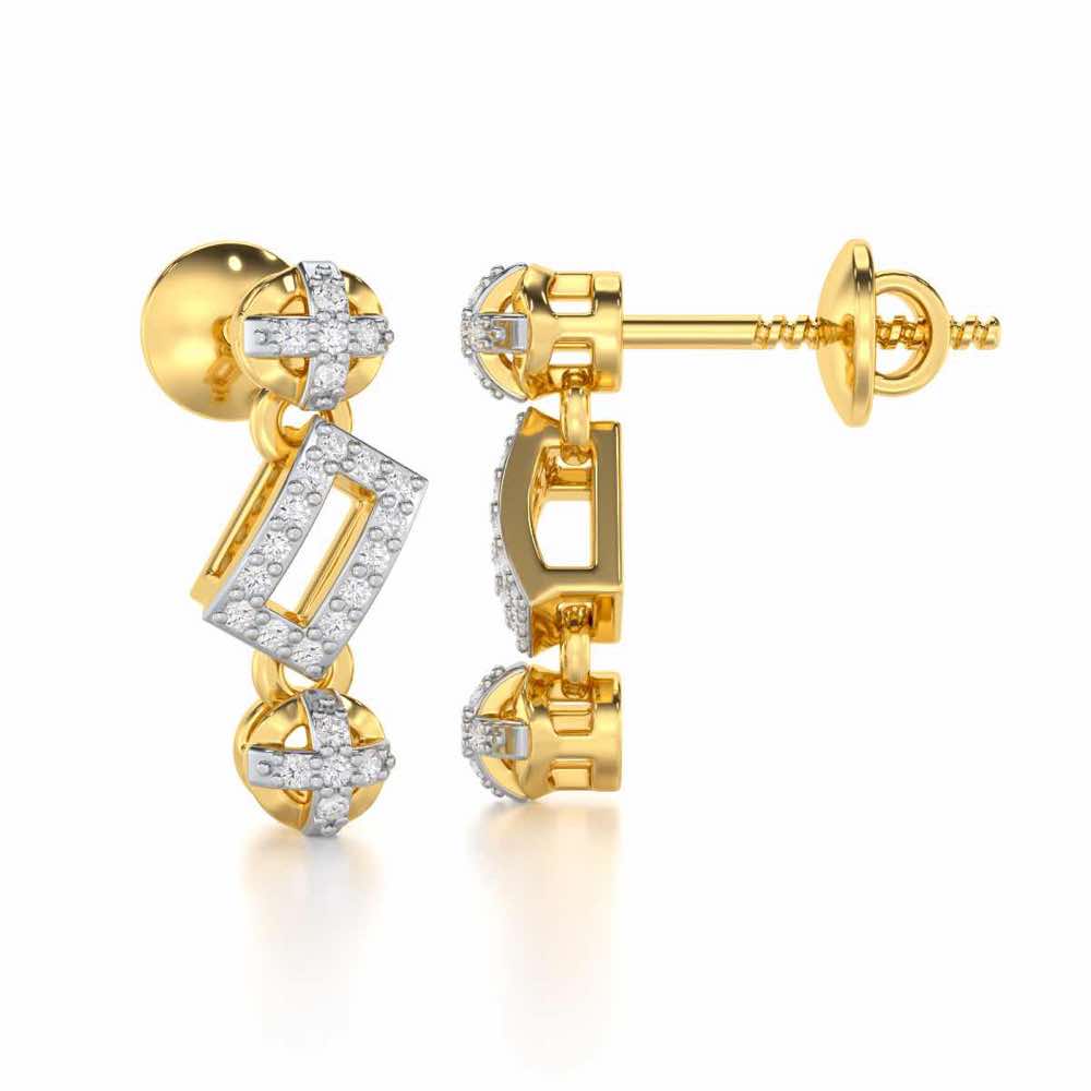 Sheen Dive Silver Earrings - Yellow Gold - Image 4