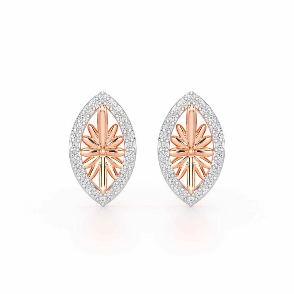 Sheen Elegance Silver Stud Earrings - Rose Gold - Image 1