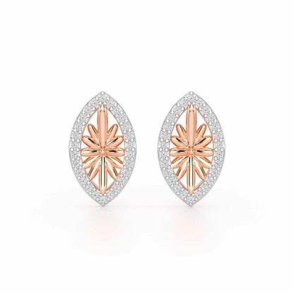 Sheen Elegance Silver Stud Earrings - Rose Gold - Image 1
