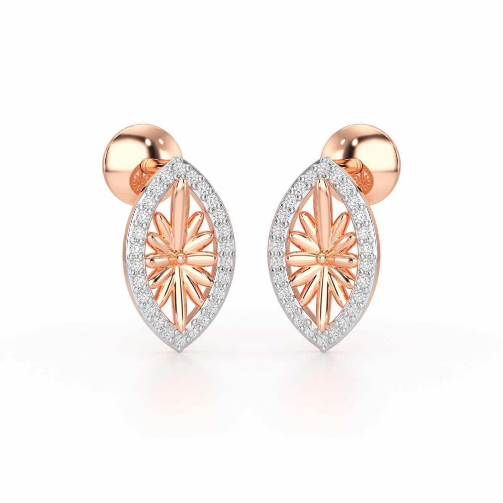 Sheen Elegance Silver Stud Earrings - Rose Gold - Image 2
