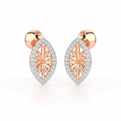 Sheen Elegance Silver Stud Earrings - Rose Gold - Image 2