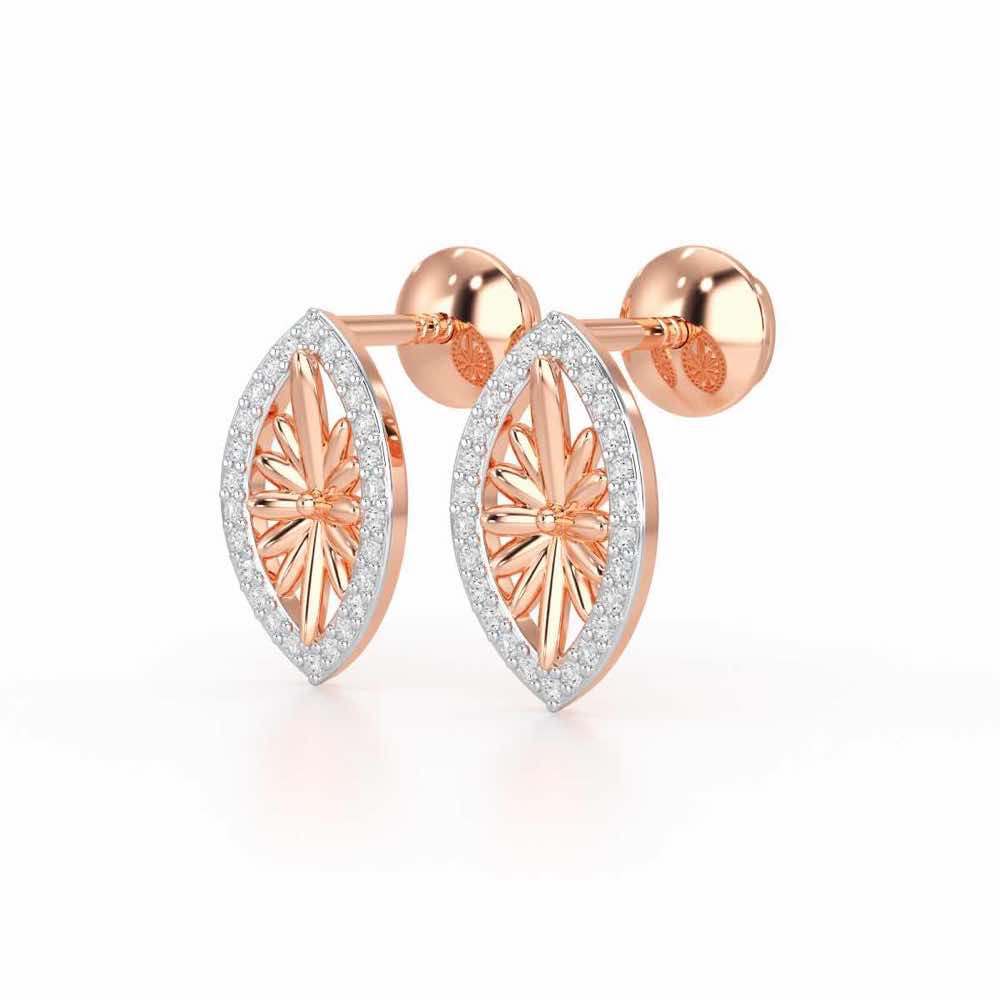 Sheen Elegance Silver Stud Earrings - Rose Gold - Image 3
