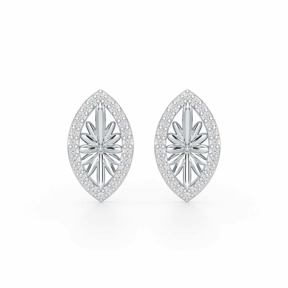 Sheen Elegance Silver Stud Earrings - White Gold - Image 1