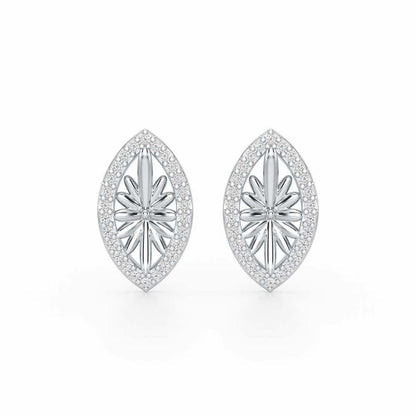 Sheen Elegance Silver Stud Earrings - White Gold - Image 1