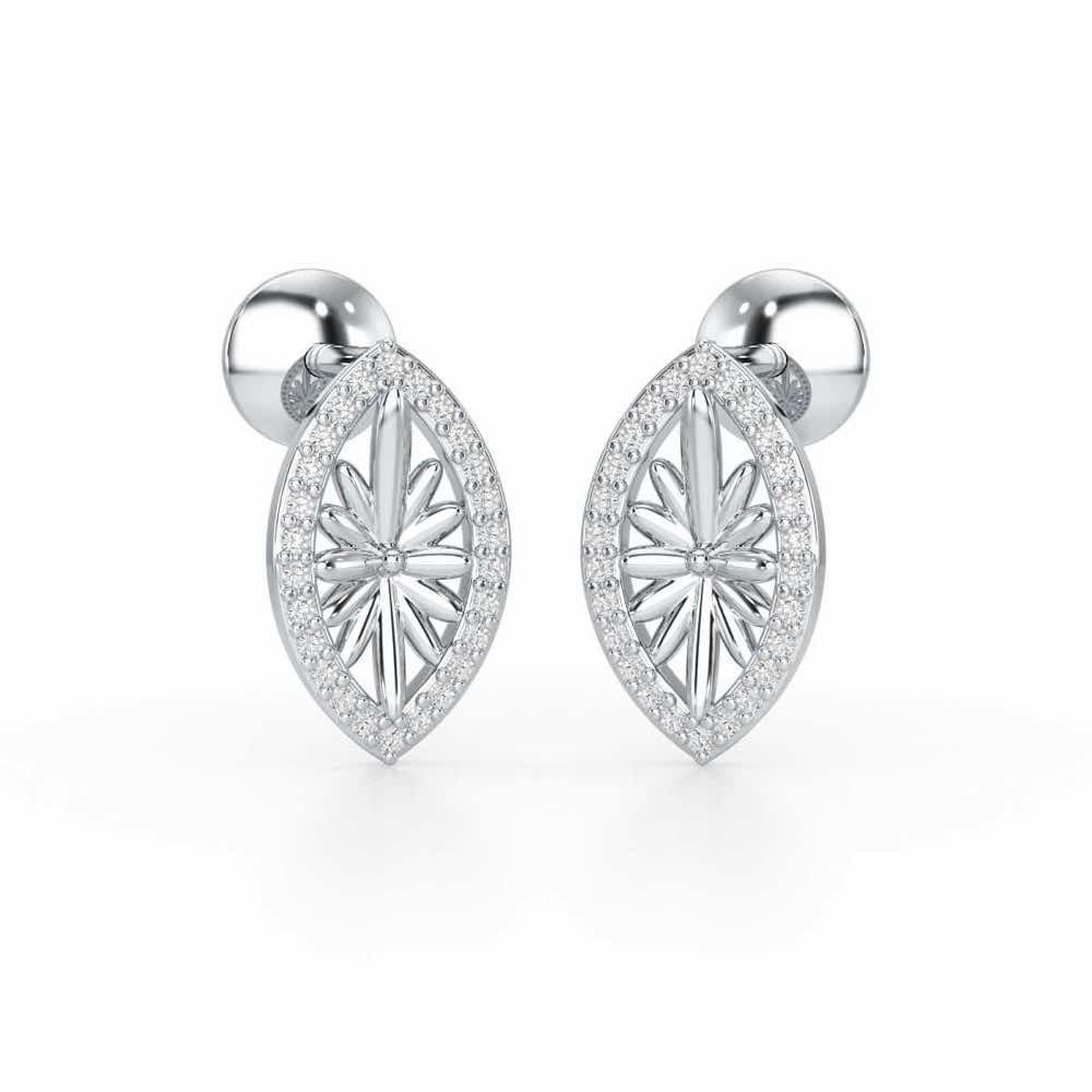 Sheen Elegance Silver Stud Earrings - White Gold - Image 2