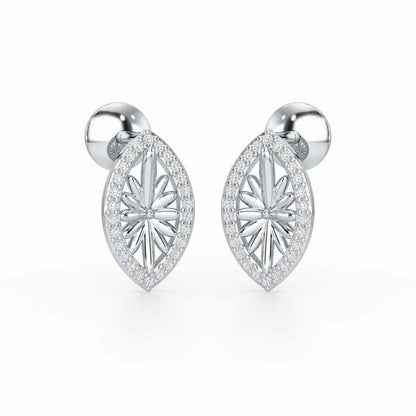 Sheen Elegance Silver Stud Earrings - White Gold - Image 2