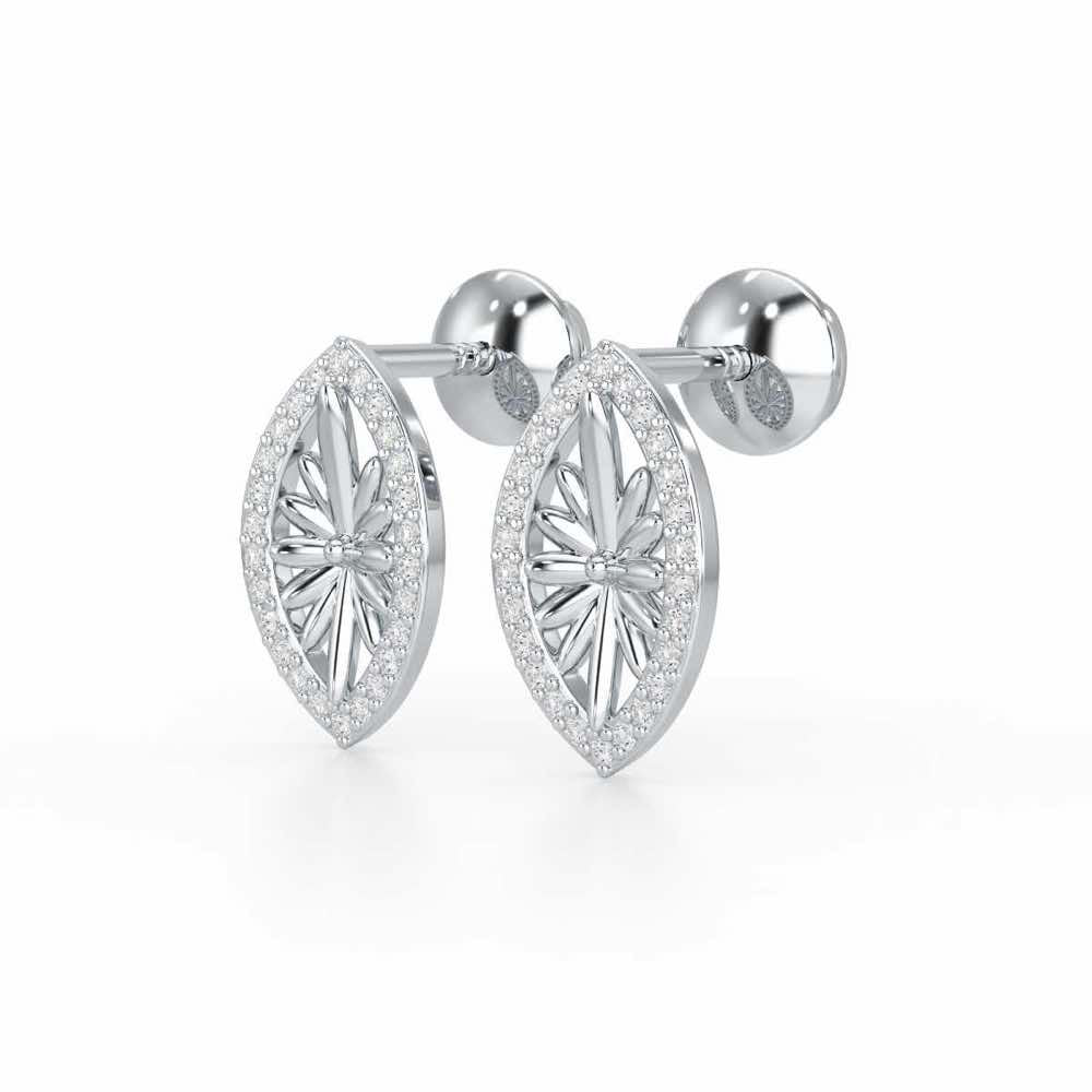 Sheen Elegance Silver Stud Earrings - White Gold - Image 3