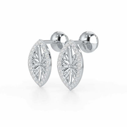 Sheen Elegance Silver Stud Earrings - White Gold - Image 3