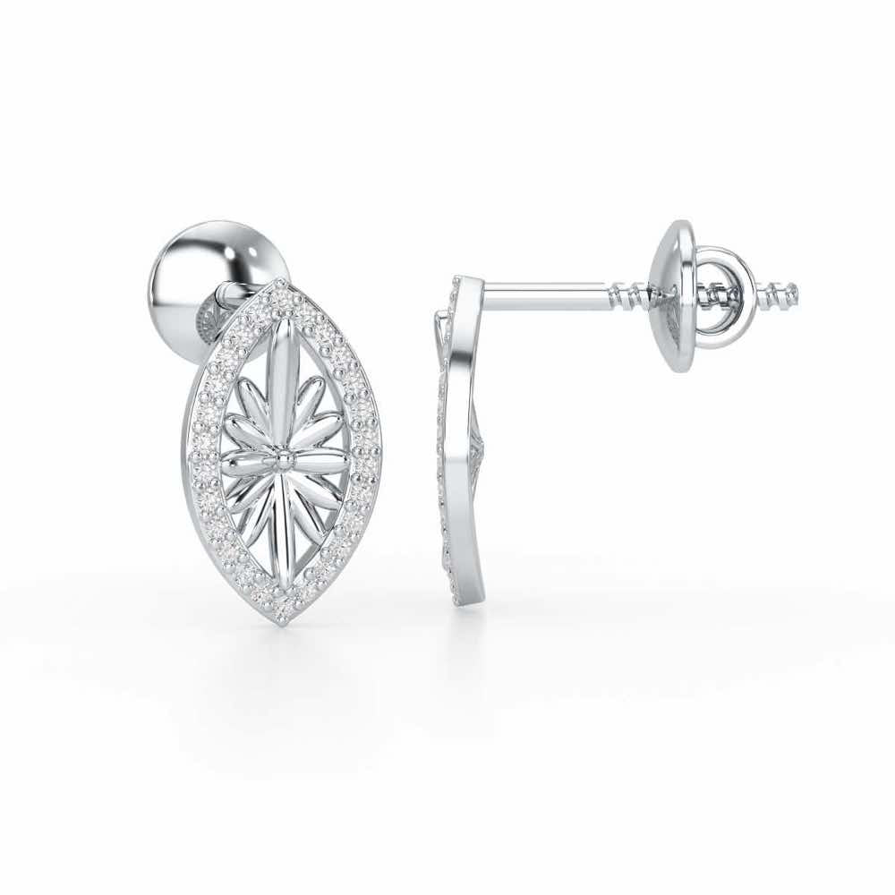 Sheen Elegance Silver Stud Earrings - White Gold - Image 4