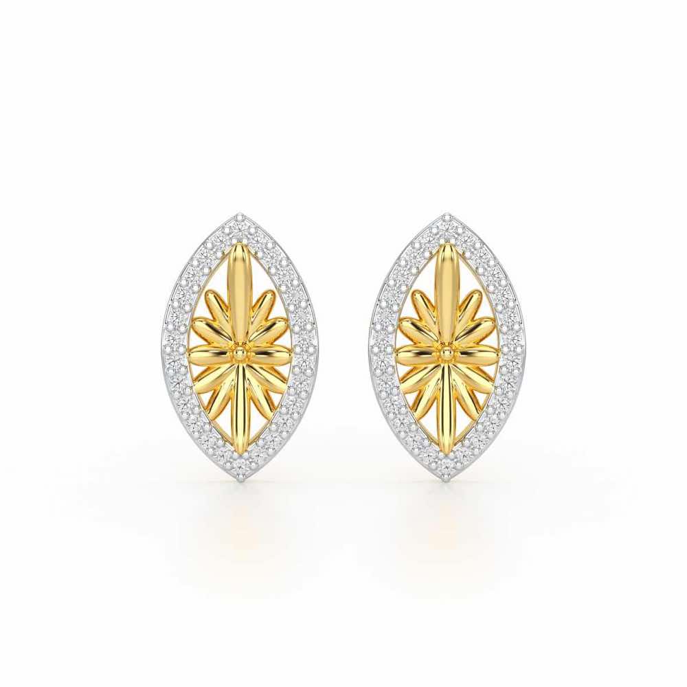 Sheen Elegance Silver Stud Earrings - Yellow Gold - Image 1