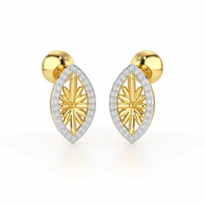 Sheen Elegance Silver Stud Earrings - Yellow Gold - Image 2