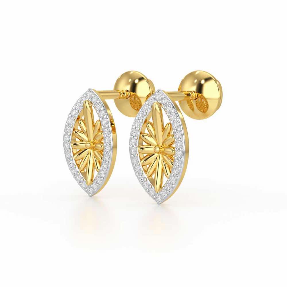 Sheen Elegance Silver Stud Earrings - Yellow Gold - Image 3