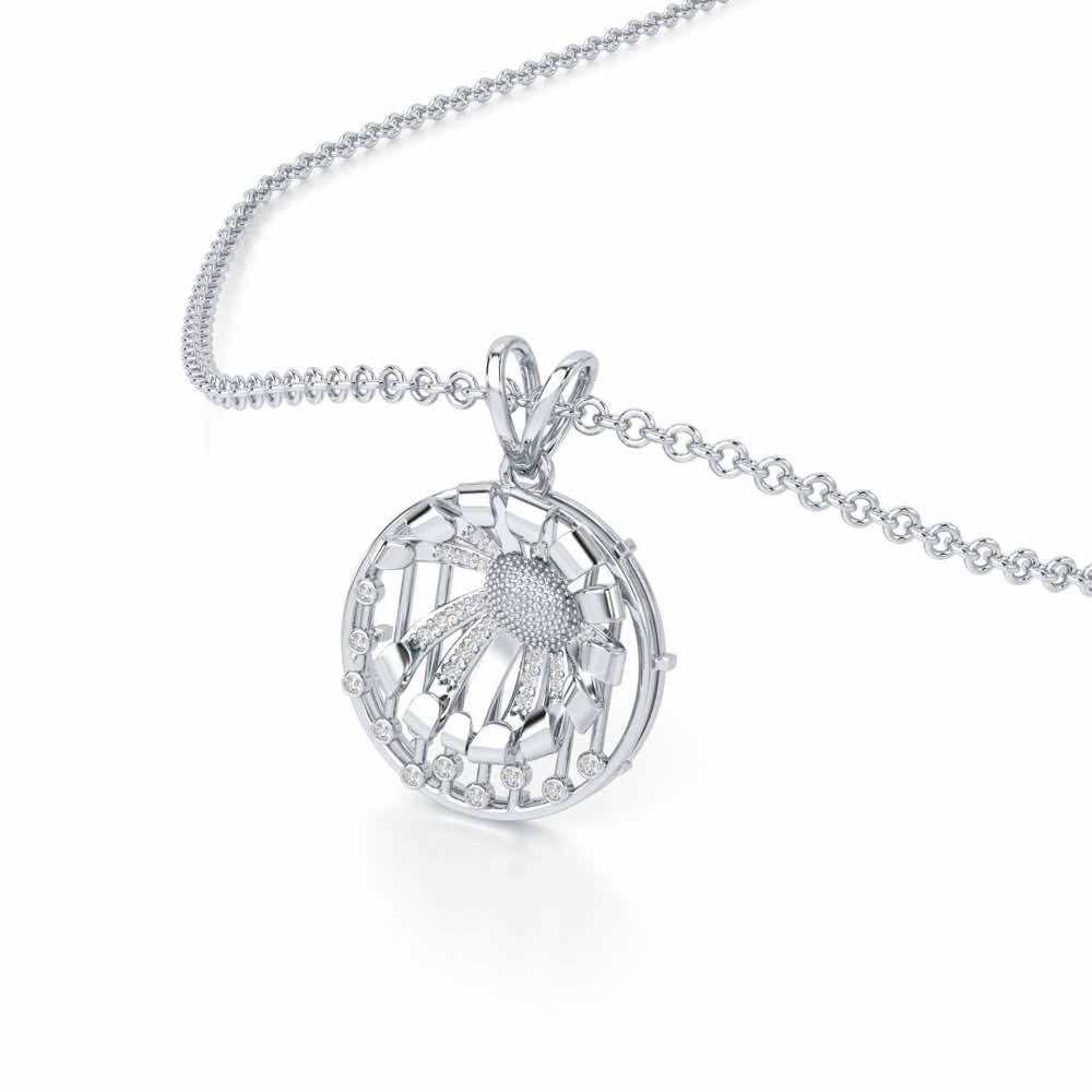 Sheen Orb Silver Pendant - White Gold - Image 2