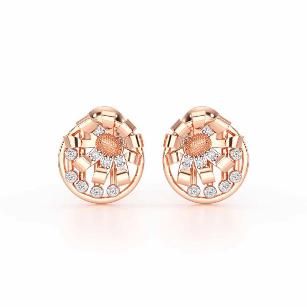 Sheen Orb Silver Stud Earrings - Rose Gold - Image 1