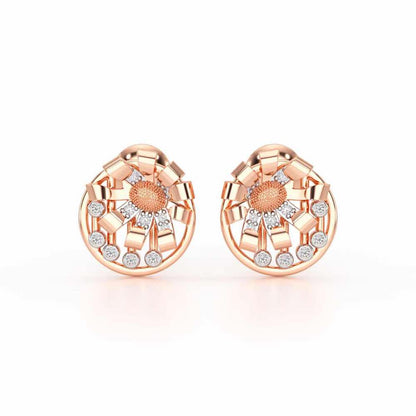 Sheen Orb Silver Stud Earrings - Rose Gold - Image 1