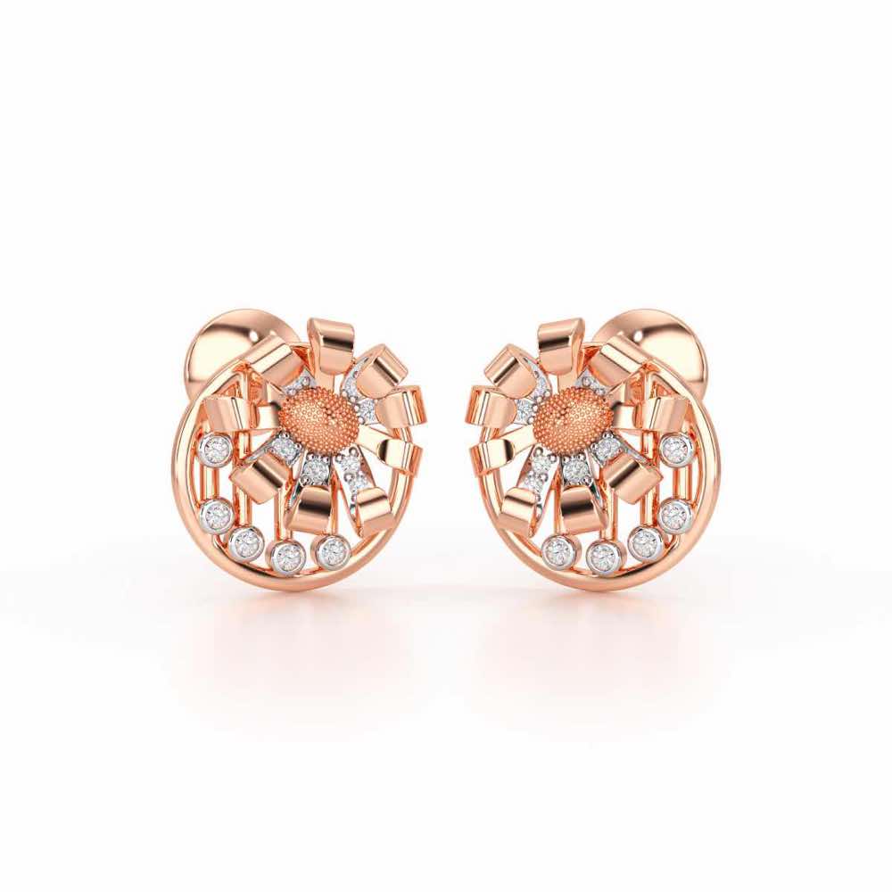 Sheen Orb Silver Stud Earrings - Rose Gold - Image 2